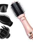 CHI Volumizer 4-in-1 Blowout Brush, Hair Dryer for Smooth, Silky & Shiny Hair, Four Interchangeable Attachments for Versatile Styling, Rose Gold