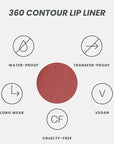 Wonderskin Lip Liner Pencil - 360 Contour Lipliner, Long Lasting, Sharpenable, Waterproof and Transfer-Proof Nude Lip Liner Pencil (Ruby)