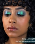 Afflano Single Green Eyeshadow - Shimmery, Highly Pigmented Multichrome, Color Changing Forest Green Glitter, Holographic Chrome Eye Shadow