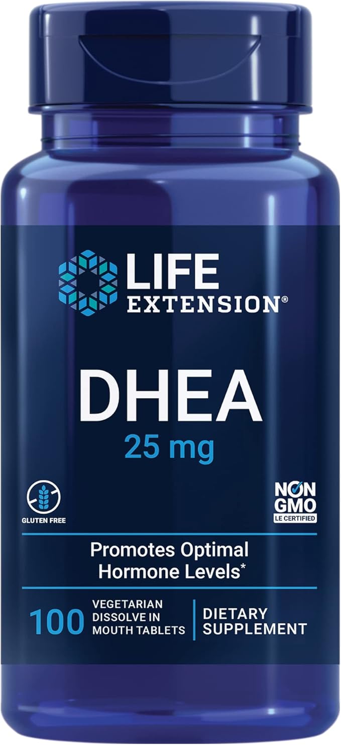 Life Extension DHEA 25 mg – For Hormone Balance, Immune Support, Sexual Health and Anti-Aging - Supports Memory & Mood - Non-GMO, Gluten-Free, Vegetarian - 100 Dissolve-In-Mouth Tablets