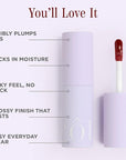 Côte Beauty's Tempted Peptide Lip Shine, Ultra Hydrating & Long-Lasting Warm Berry Plumping Lip Gloss for Women with Hyaluronic Acid, Shea Butter & Jojoba Oil, Vegan & Cruelty-Free, 0.12 Fl Oz