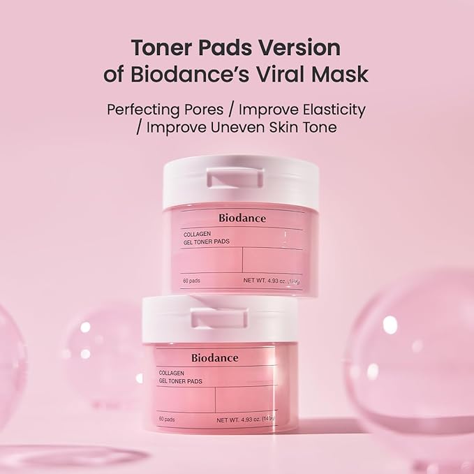 Biodance Collagen Gel Toner Pads | Pore Perfecting, Improving Elasticity, Korean Toner Pads for Sensitive Skin | 4.93 fl.oz.(140g), 60Pads