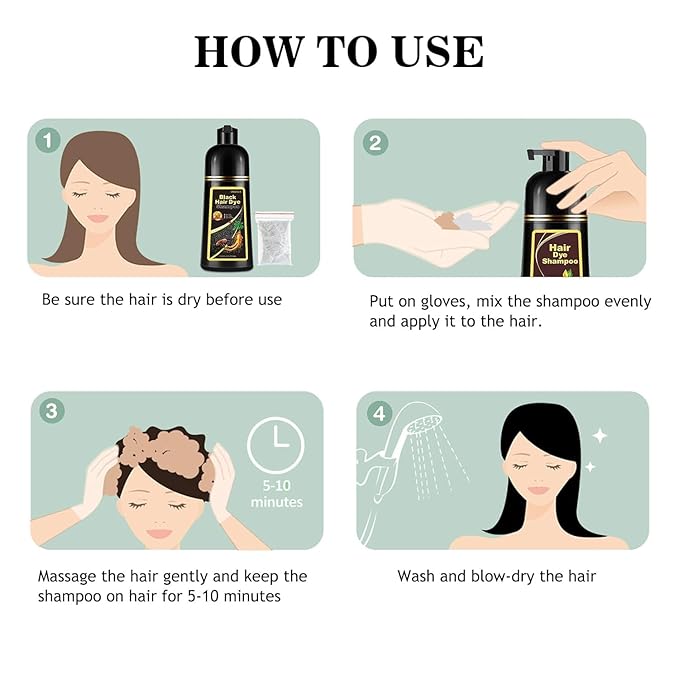 Fvquhvo Instant Cherry Brown Hair Color Shampoo, 3 in 1, Works in Minutes, Easy to Use, Natural, 16.9 Fl Oz