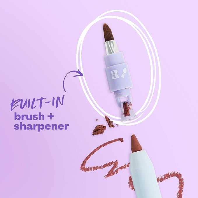 Kosas Hotliner Retractable Lip Liner Pencil with Built-In Brush & Sharpener - Easy Contouring, Hydrating, Long-Lasting - Pigmented Creamy Texture for Plumping Lips - Hyaluronic Acid & Konjac - Extra