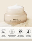 SKINFOOD Rice Brightening Cream, Korean Face Moisturizer with 48 Hours Fermented Rice Water, Korean Skin Care Rice Moisturizer for Natural Glow Glass Skin, Nourishing, Vegan, 60ml/2fl.oz.