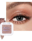 evpct Rose Gold Single Eyeshadow Palette Makeup for Older Women, Amber Rush Brown Shimmer Glitter Sparkly Cream Eye Shadow Palette Brightener Makeup for Older Women, High Pigment Monochrome Eyeshadow