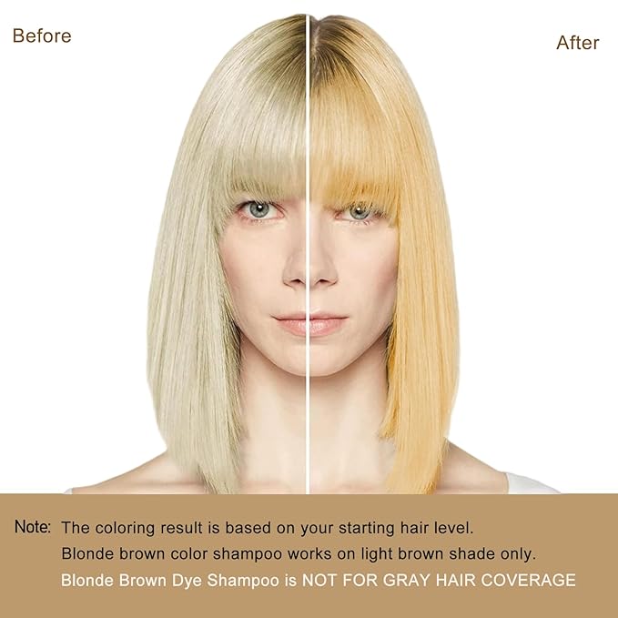 Blonde Brown Hair Dye Shampoo, Hair Color Shampoo for Women Men, Long Lasting Brown Hair Dye, Shampoo Para Pintar el Cabello, Easy to Use, Colors Hair in Minutes, 16.90 Fl Oz