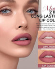 Kaely 2-in-1 Matte Lipstick and Lip Liner, Liquid Lip Stain Makeup for women Long Lasting Waterproof Smudge Proof, labiales matte mate larga duracion listip 24 hours originales, 34 Mauve