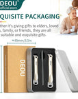 DEOU 3-in-1 Professional Nail Clipper Set - Stainless Steel Large/Medium Flat-Edge Clippers with Built-in Nail File, Champagne-Colored Nail Care Tools, Exquisitely Gift-Packaged for Home & Travel Use