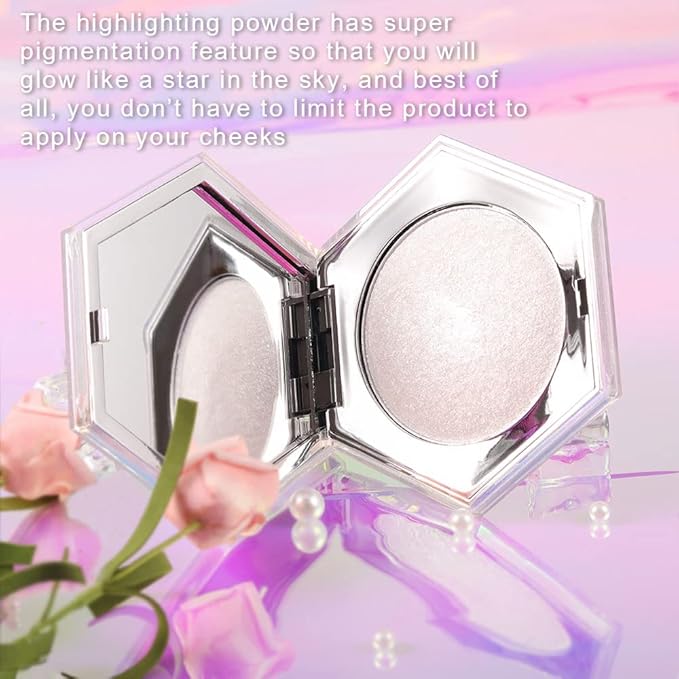 evpct Pearl White Silver Face Highlighter Makeup Shimmer