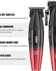 VGR Hair Clippers for Men Professional Barber Clippers and Trimmers Set, Triple Floating Blade Foil Shaver, Cordless 9000 RPM Motor Hair Cutting Kit with LED Display, V-640 & V-378 (Red)