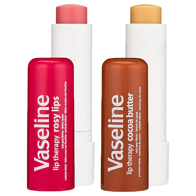 Vaseline Lip Therapy Variety 4-Pack – Rosy Lips + Cocoa Butter Moisturizing Lip Balm with Vitamin E, 0.16 Oz Ea
