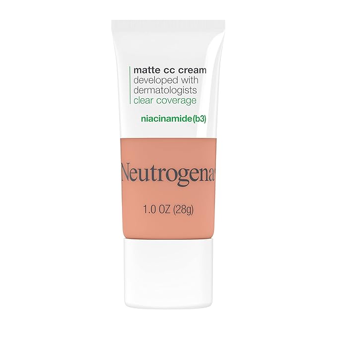 Neutrogena Clear Coverage Flawless Matte CC Cream, Full-Coverage Cool Almond, 1 oz