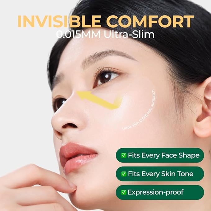 EASYDEW DW-EGF Peptide Clear Patch - Outdoor UV Block Ultra-Thin Transparent Sun Patches for Golf, Riding, Hiking, Driving - Adenosine, Glutathione, Hydrolyzed Collagen, 4 Packs