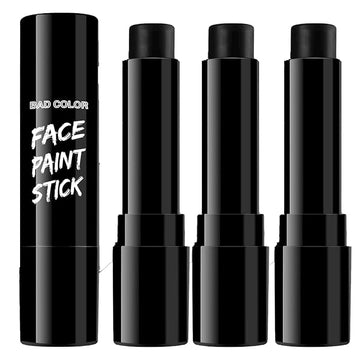BADCOLOR 3PCS Black Face Body Paint Stick Set for Adults Children, Non-Toxic Hypoallergenic Eye Black Sticks for Halloween Baseball, Softball, Football, Lacrosse, Soccer, Hockey