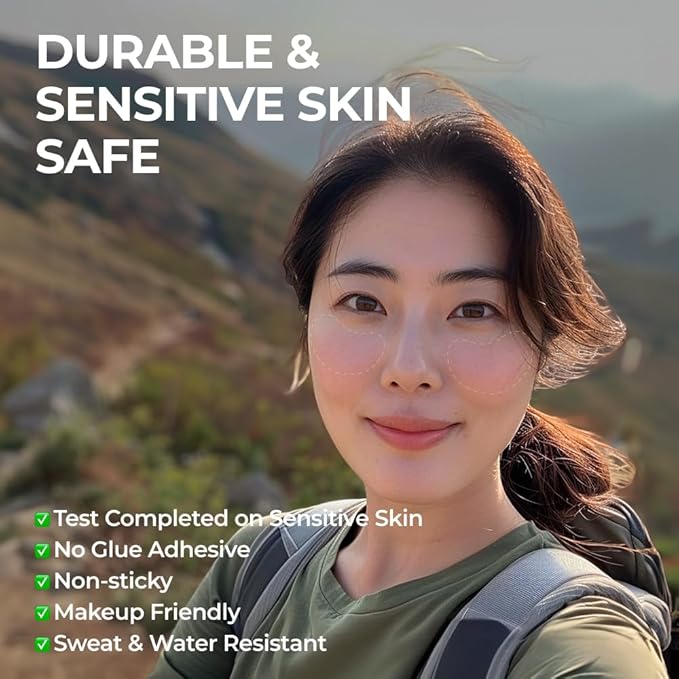 EASYDEW DW-EGF Peptide Clear Patch - Outdoor UV Block Ultra-Thin Transparent Sun Patches for Golf, Riding, Hiking, Driving - Adenosine, Glutathione, Hydrolyzed Collagen, 4 Packs