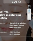 COSRX Oil Free Lotion with Birch Sap, Daily Acne Facial Moisturizer, Hydrating Moisturizer for All Skin Types, Korean Skin Care, 3.38 fl.oz / 100ml