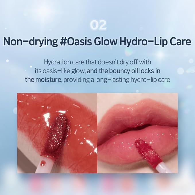 ETUDE Over Glowy Lip Stain Tint #14 Hey Pearl | Non-Sticky Vegan Lip Tint | Moisturized & Long-lasting Lip Gloss | Daily Tint for Dry Lips, Korean Makeup