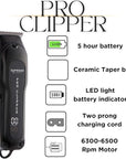 Supreme Trimmer Pro Clipper All Metal w/Taper Blade | 300 Min Run Time Professional Hair Clipper Set, Cordless Beard Trimmer | STC5030 Black