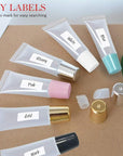 50PCS Lip Gloss Tubes 15ml Silver Cap Lip Gloss Containers Empty Lip Balm Tubes Refillable Cosmetic Squeeze Lipgloss Tubes + 2 x 20ml Syringes Tag Labels Stickers for DIY Lip Gloss Base Glitter