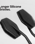 TOOLETRIES Silicone Back Scrubber - Exfoliating Shower Brush, Back Washer for Men, Durable Back Brush with Long Handle - Long Lasting Bath & Shower Accessories - Charcoal