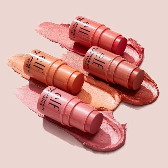 e.l.f. Monochromatic Multi Stick, Luxuriously Creamy & Blendable Color, For Eyes, Lips & Cheeks, Glistening Peach, 0.17 Oz (5g)