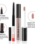 evpct 2Pcs Nude Beige Neutral Color Lip Liner and Matte Lipstick Makeup Sets Vegan Lipstick Lip Liner and Gloss Set Lip Stain Long Lasting Waterproof 24 34#