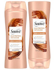 Suave Shampoo and Conditioner Set, Silk Protein Infusion, Sleek & Smooth – Protein Hair Treatment for Dry, Damaged Hair, Detangler, 48H Frizz Control, 12.6 Oz Ea (2 Piece Set)