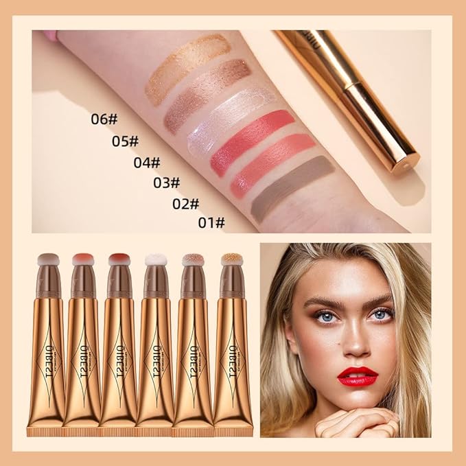 2 in 1 Multifunctional Makeup Pen, Contour Blush Highlighter, Pearl Fine Shine, Matte Natural Brighten Face Makeup (6, 1)