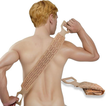 1 Pack Exfoliating Back Scrubber for Shower, Back Massage Bath Brush, Double-Sided Back Scrub Washcloth to Clean Your Body Deeply for Men & Women Skin Care (Brown)