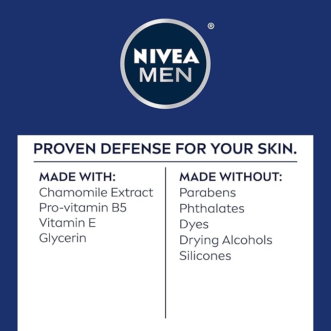 NIVEA MEN Sensitive Soothing Post Shave Balm with Vitamin E, Pro-Vitamin B5 and Chamomile Extract, Alcohol Free After Shave Balm for Men, 3.3 Fl Oz Bottle