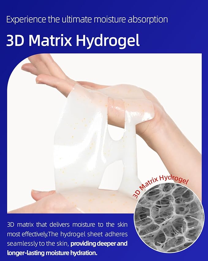 Vita Gel Hydro Facial Mask 5PCS - Brightening Glow & Even Skin Tone, Korean Spa-Strength Gel Mask with Vitamin C+E, Hydrating for Dullness/Dark Spots,Liposome Encapsulated