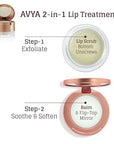Avya Skincare Two-In-One Lip Treatment/Sugar Scrub Exfoliates and Softens Lips/Balm with Marula and Mango Moisturizes and Nourishes / .07oz