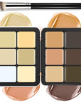 12 Colors Cream [Contour Concealer Foundation] Makeup Palette for Cheeks - All in One Makeup Palette Kit with Brush, Natural Matte Long Wearing, Waterproof Blendable Face Make Up Pallete (#03)