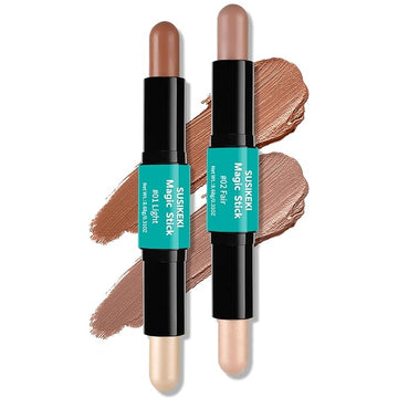 Contour Stick, 2Pcs Dual-Ended Highlighter Makeup Pen & + 02#)