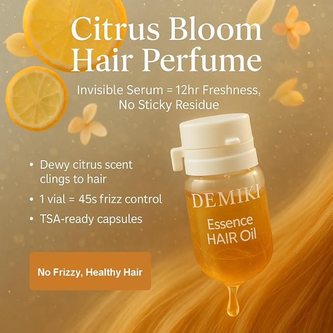 DEMIKI Hair Oil For Frizzy Hair With Coconut Oil - Hair Treatment For Dry Damaged Hair, Hair Perfume Oil For Curly Hair, Frizz Control Hair Care Products, Mini Bottles Hair Oil For Damaged Hair, 12pcs
