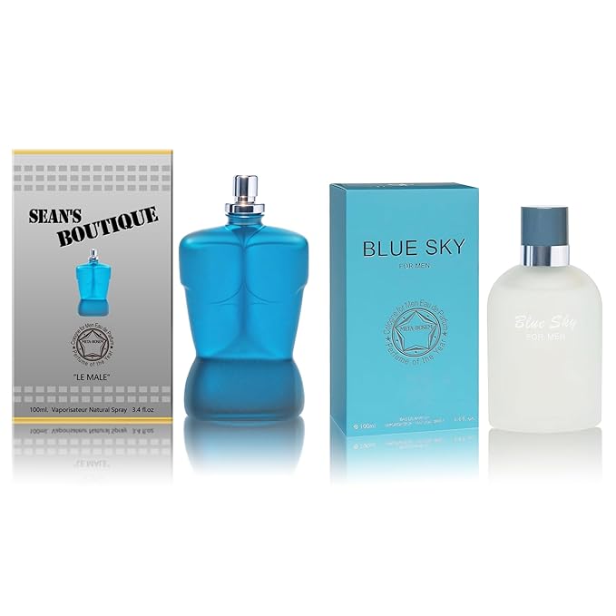 Men Cologne Set (3.4oz/100ml x 2PCS) Eau De Perfume Natural Spray Notes of Woody, Spicy, Citrus & Aromatic Long Lasting Fragrance for Daily Use (SeanBou&BlueSkyM)