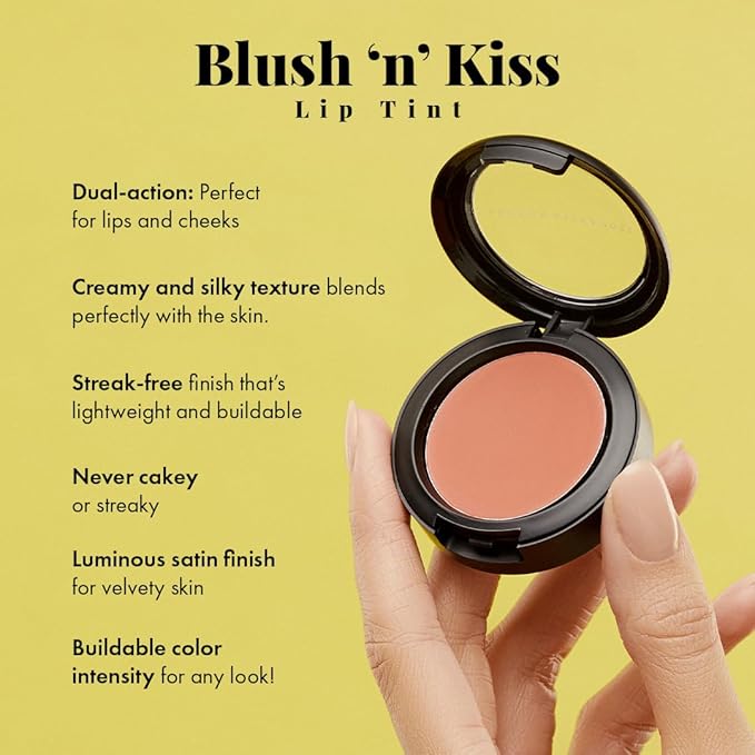 Jerome Alexander Blush ‘n’ Kiss Cream for Cheeks & Lips | Creamy, Lightweight, Buildable Coverage | Blush Balm Face Makeup | Tint Coral