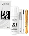 STACY LASH Shampoo 50ml Cleaning Kit of Eye Makeup Remover (Foam Cleanser) & Shampoo Brush & Mascara Brush Bundle with Eyelash Serum 5ml for Lash Growth and Thickness