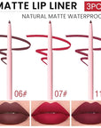 evpct 3Pcs Retractable Lip Liner Pencils Set Pack for Shaping & Sculpting Lips, Dark Mauve Maroon Purple Plum Ruby Red Creamy Matte Velvet Pigmented Lip Liner lipliners Crayon Lipstick,06 + 07 + 11