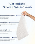 Exfoliating Washcloth Face & Body Scrub Towel - Japanese Exfoliating Towel with Hexagon Fibers, Body Scrubber with 2 Sides for Scrubbing & Washing, Extra Long (White, 3 Pack)
