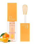 Plumping Lip Oil Set, Hydrating Lip Gloss Tinted Lip Balm Lip Care, Fruit Extract Lip Gloss Tinted for Dry Lip Moisturizing and Hydrating, Long Lasting Nourishing Non-sticky Cup (orange)
