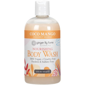 Ginger Lily Farms Botanicals Nourishing Body Wash, Coco Mango, 100% Vegan & Cruelty-Free, Coconut Mango Scent, 12 Fl Oz