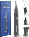 Nose and Ear Hair Trimmer for Men, Rechargeable 3 in 1 Hair Trimmers for Nose Ear Eyebrow & Body Detail Hair Removal, No Pull No Snag Men's Grooming with High Speed, 3 Heads