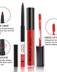 evpct 2Pcs Ruby Red Matte Lip Liner and Lipstick Combo Red Lip Gloss Stains Pencil Makeup Set Women Waterproof Long Lasting 24 Hours Lipstick and Lip Liner Set labiales mate 24 horas originales 14