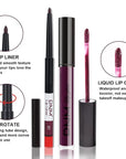evpct 2Pcs Purple Plum Matte 24-hour Liquid Lipstick and Lip Liner Pencil Makeup Set Women Dark Red Bright Berry Liquid Lipstick Matte Lip Tint 24H and with Lip Liner Set Waterproof Long Lasting 1