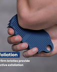 Silicone Body Scrubber Silver-Infused Dual-Sided 3-in-1 for Shower, Body Cleaning+Massage+Exfoliator Body Brush Buffer for Men and Women, Silicone Loofah, Non-Slip Handle (Blue)