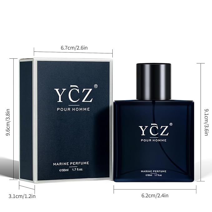Ycz Midnight Marine Perfume for Men, 1.7 oz. Refreshing & Warm Masculine Scent for Daily Use Men's Casual Cologne Smell Fresh All Day A Gift for Any Occasion