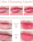 evpct 6Pcs Peach Strawberry Black Red Cherry Watermelon Blueberry Pineapple Tinted Lip Balms PH Lip Color Changing Lipstick Stain Set Queen for Women Girls Korean Mood Pink Lipstick Lip Tint Gloss