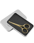 LIVINGO Professional Nose Hair Scissors, Multi-purpose Stainless Steel Rounded Tip Straight Blade, Facial Hair Beard Eyebrows Ear Trimming Beauty Grooming Tool for Men & Women, 3.5” Gold